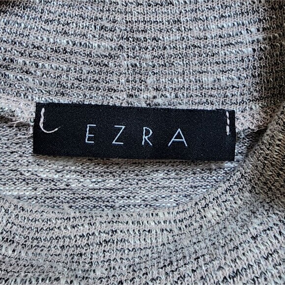 EZRA Sweater Women M Heather Gray Tan Stretch Knit Turtleneck Hi Low Long Sleeve - Picture 7 of 8